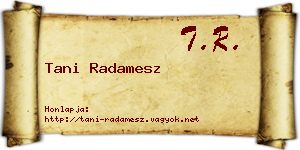 Tani Radamesz névjegykártya